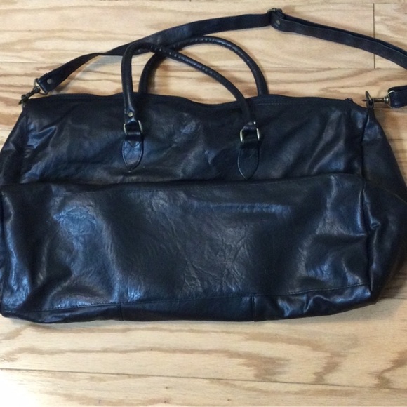 L E CLUB L C SPORTS Black Leather Duffel Bag Unisex - Picture 4 of 12